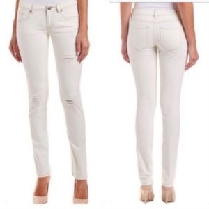 Cabi white distressed boyfriend jeans